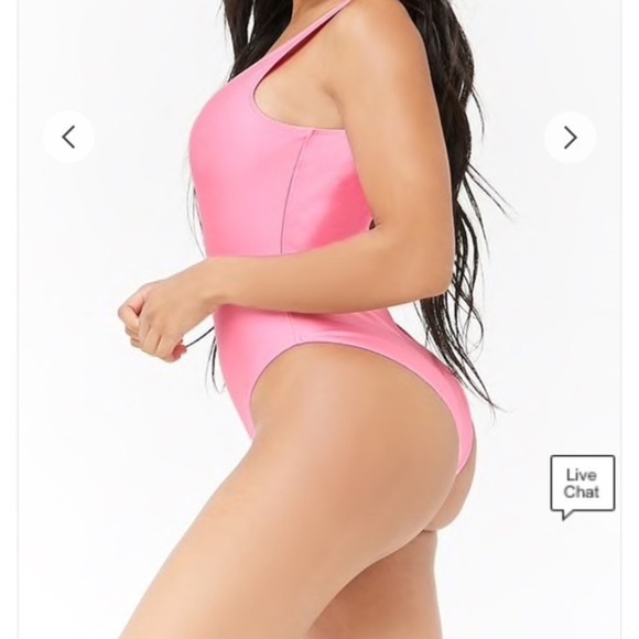 Forever 21 | Pink one-piece graphic “girls” swimwear| M - Picture 3 of 6